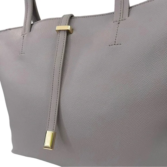 VINCE CAMUTO Leila Gray Driftwood Saffiano Leather Tote Bag - Picture 7 of 14